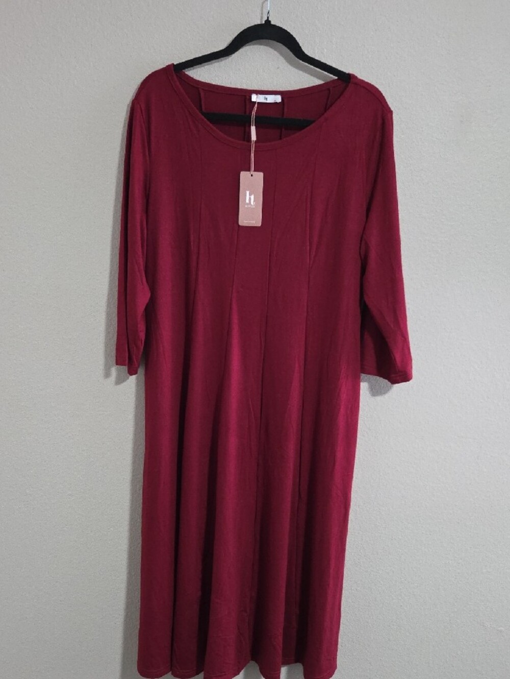 NWT Hotouch Wine Red Pleated Midi Dress (With Pockets!) - Picture 5 of 6